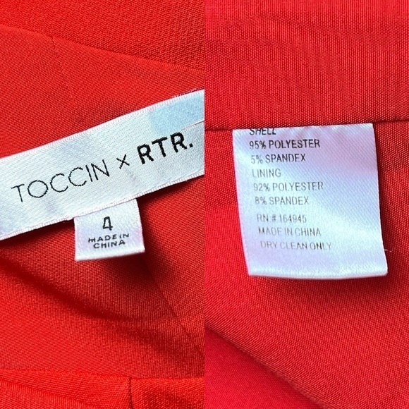 TOCCIN Red Bow‎ Detail One Shoulder Sleeveless Front Cutout Mini Sheath Dress 4 - Picture 6 of 8